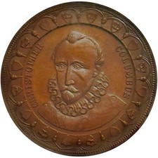1892-Chicago Columbian Expo Medal-Columbus Bust, HK-230, NGC MS 64 BN-SC$1 picture