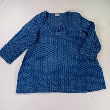 Anokhi Women's Blue Block Print Tunic Top Kurta Size L Cotton picture