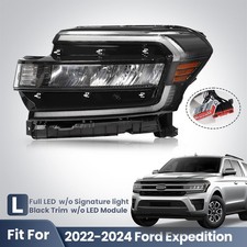 For 2022 2023 2024 Ford Expedition Full LED Headlight w/o LED DRL Black Driver picture
