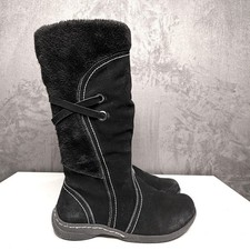 Wanderlust Norway Boots Womens 8 Black Suede Fur Trim Winter Mid-Calf Waterproof picture