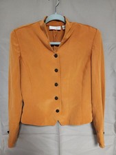 Dana Buchman Vintage 100% Silk Jacket Size 6 Burnt Orange Button Front Blazer picture