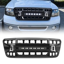 For 2004-2008 Ford F150 Front Armor Grille w/LED Off-Road Lights Glossy Black picture
