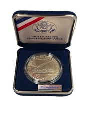 1987-P US Constitution Silver Dollar Uncirculated 90% Silver OGP Box COA picture