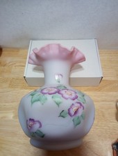fenton  hand painted burmese pinched vase picture