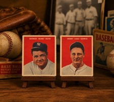 Vintage-Style Souvenir • Babe Ruth Lou Gehrig 1932 US Caramel Aged Novelty Cards picture