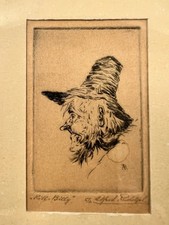 Antique Alfred Rudolph Miniature Pen and Ink Drawing 