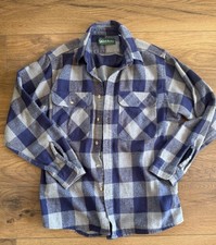 Vintage Gardner Mountain Flannel Shirt Men’s Large USA Made Blue Gray Plaid 90s picture