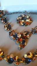 Vintage Coro Scheherazade  Multi-Stone Necklace, Earrings, Bracelet, Book Piece picture