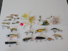 Old Vintage Unknown Wooden, Plastic, Metal, Large Mixed Fishing Lures LOT: 21 picture