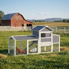 Outdoor Wooden Chicken Coop with Wheels, 80