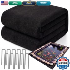 Fanfanwin 15 x 25 Ft Pond Liner Underlayment 10 U-pins, 6oz, Black picture