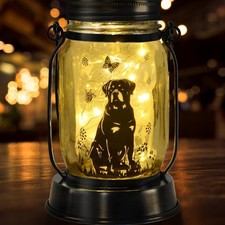 Rottweiler Dog Solar Lanterns Outdoor Garden Memorial Light Birthday Gift picture
