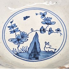 Rare 18thC Antique Dutch Delft Bowl De Klaauw The Claw Mark Blue & White 6