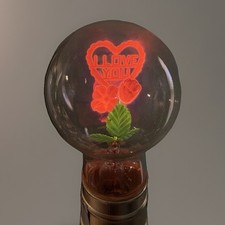 Vtg. Marked Aerolux Neon I Love You Heart & Flowers Light Bulb & Lamp picture