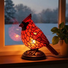 Cardinal Bird Table Lamp Animal Desk Light Vintage Night Light Home Decor picture