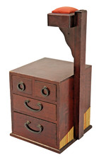 Vintage Japanese Wooden Sewing Box Tansu Pin Cushion Secret Drawers Showa picture