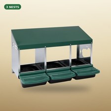 3 Compartment Roll Out Chicken Nesting Box Steel Hen Laying Box Egg Collection picture