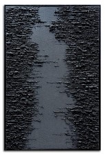 Framed Black Canvas Wall Art, Modern Abstract Oil Paintings, Relief Texture W... picture