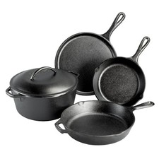 Lodge Cast Iron 5-Piece Set, Pre-Seasoned Skillets, Griddle & Dutch Oven picture
