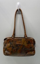 Patricia Nash Brown Floral Italian Leather Satchel Handbag picture