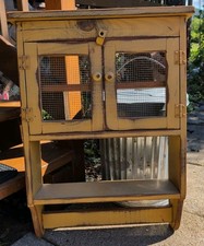 Vintage Primitive Wall Cabinet Storage Cupboard Mustard Distressed Country NICE picture