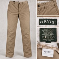 Orvis Ultimate Khaki Men 38x34 Style 8K4Y Twill Straight Flat Front Chino Pants picture