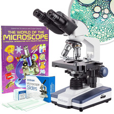 Amscope B120C-BK-BS 2500X LED Lab Binocular Compound Microscope | 40X-2500X Magn picture
