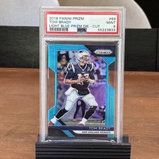 2018 PANINI PRIZM TOM BRADY LIGHT BLUE DIE-CUT PRIZM /199 PSA MINT 9 picture