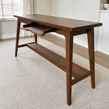 Mid-Century Solid Wood Writing Desk Keyboard Tray Shelf Office Console Table MCM picture