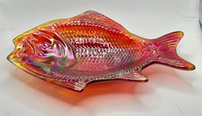 Vintage Fenton Orange Red Carnival Glass Iridescent trinket Dish bowl VTG picture