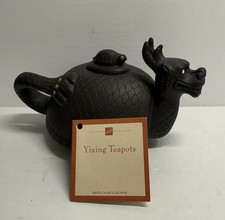 Vintage Chinese Yixing Zisha Purple Clay Teapot Dragon Motif 7.5” Dark Brown picture