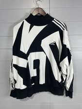 Vtg Adidas Originals Bold Age Black White Geometric Sweatshirt Sweater Sz XS picture