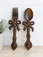 VTG Style Cast Iron Fork & Spoon Farmhouse Decor Rustic Kitchen Wall Decor 10” picture