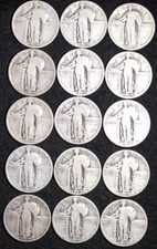 1925-30-PDS SHORT SET (15 PC) Standing Liberty Quarter GOOD / VG FULL DATE picture