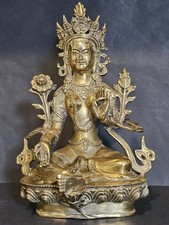 Antique Tibetan or chinese Guan Yin Or Bodhisattva Bronze Statue 22cm High. picture