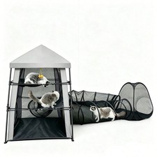 Portable Cat Enclosure 3 Tier Foldable Catio Tent with Tunnels and Cube picture