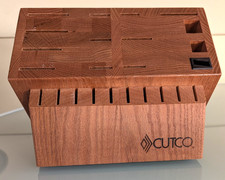 CUTCO Solid Hardwood Knife Block 24 Slot Honey Oak Wood Finish Made USA picture
