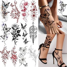 Vibrant 12-Count Floral Tattoos for Women - Waterproof & Long-Lasting Body Art picture