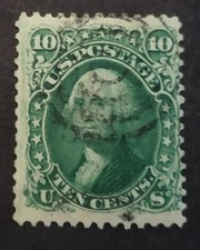 US SCOTT # 68 - 10c - Washington - 1861 - Used VF -  picture