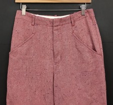 Free People Selina Pants 4 Wide Leg Red Tweed Cuffed Wool Blend Trouser Womens picture