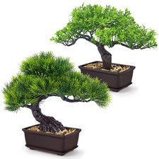 2-Pack Artificial Bonsai Trees, 8 Inch, Japanese Zen Decor, Home & Office picture