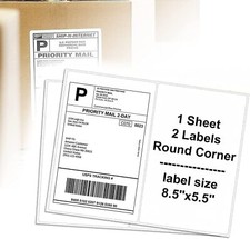 200-4000 Shipping Labels 8.5 X 5.5 Half Sheet Rounded Self Adhesive 2 Per Sheet picture