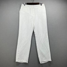 Chicos Travelers Collection Pants Women M White Pull On Straight Leg Preppy Chic picture