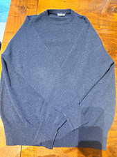 Barbour Made in Scotland Navy Wool Knit Crew Neck Pullover Sweater Men’s L picture