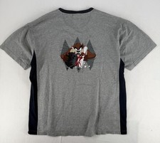 Vintage 1990s Warner Brothers Embroidered Taz Bowling T Shirt Gray Mens Sz Large picture