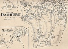 Danbury CT 1867  Map with Businesses and Homeowners Names Shown picture