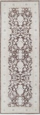 2.6x8 ft Hand Knotted Turkish Kitchen Runner Rug in Beige, Brown. Corridor Rug picture