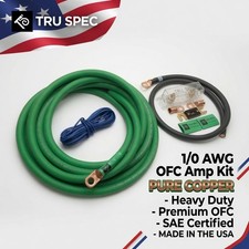 1/0 AWG GAUGE TRU SPEC OFC PURE COPPER AMP INSTALL WIRING KIT GREEN BLACK WIRE picture