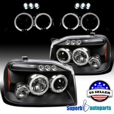 Fit 2001-2004 Frontier Dual Halo Projector Headlights LED Bar Black Lamps picture