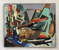 LARGE Mid-Century Modern Painting / Collage By Jim Ulrich 42”x35” picture